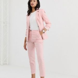 Pink linen cigarette pants